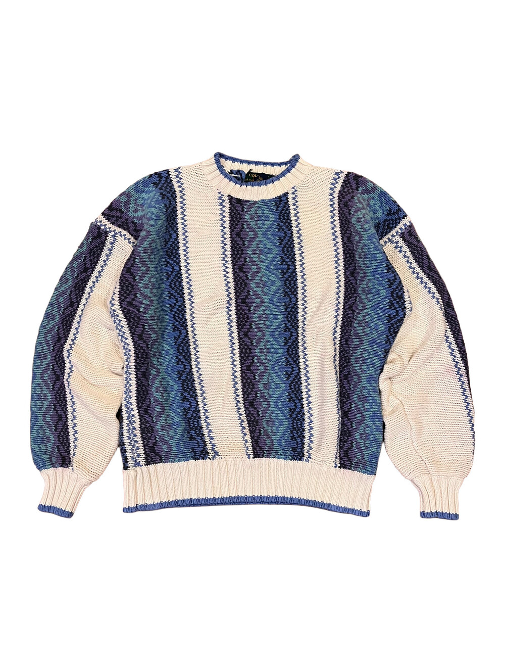 VTG Colors by Alexander Julian Purple Teal Blue Sweater Size Large 90s 80s Retro
